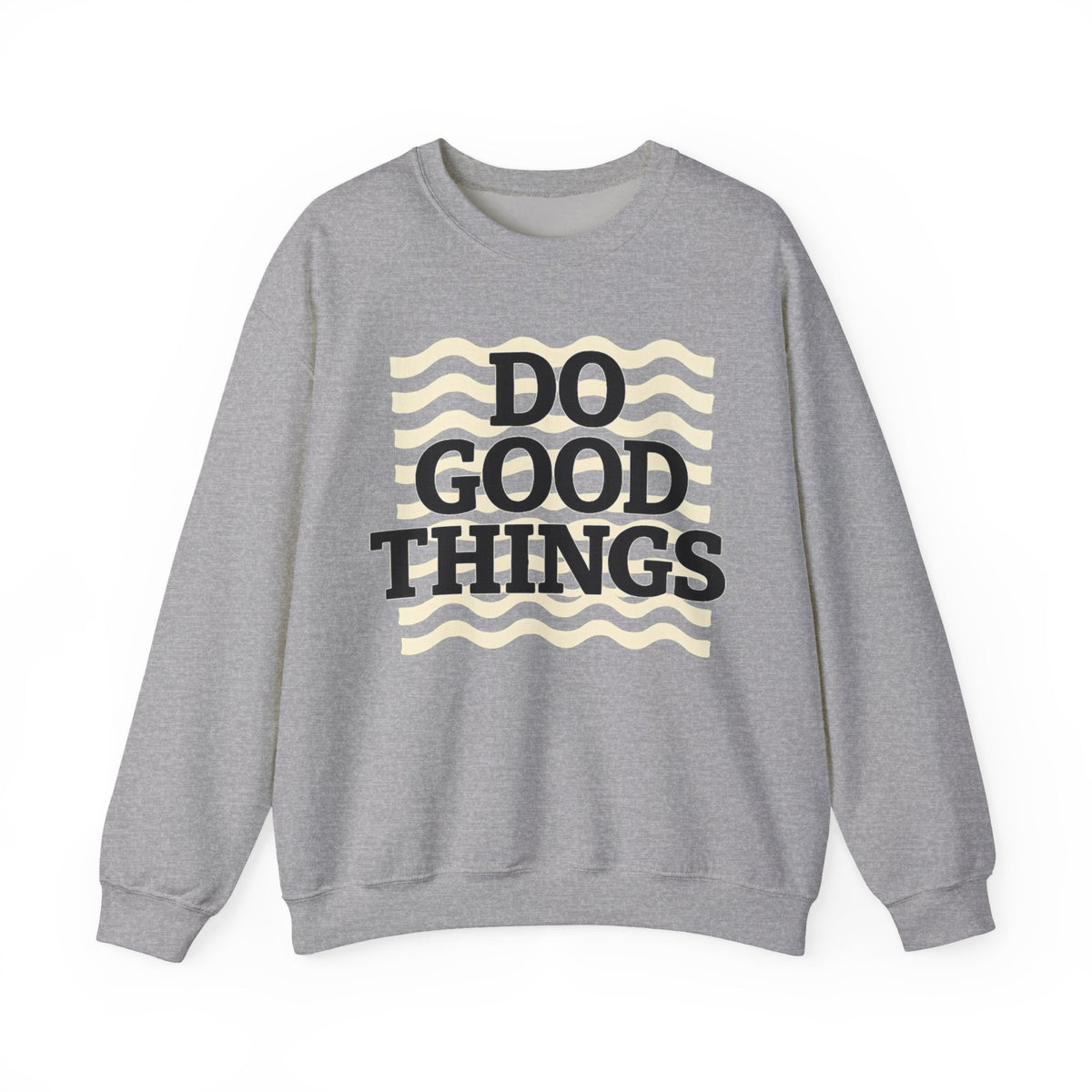 Do Good Things Sweatshirt | Olive Green Retro Wavy Graphic Pullover