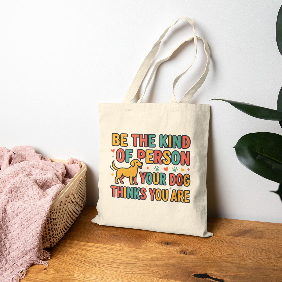 Be The Kind Of Person Your Dog Thinks You Are Tote Bag | Dog Lover Canvas Bag