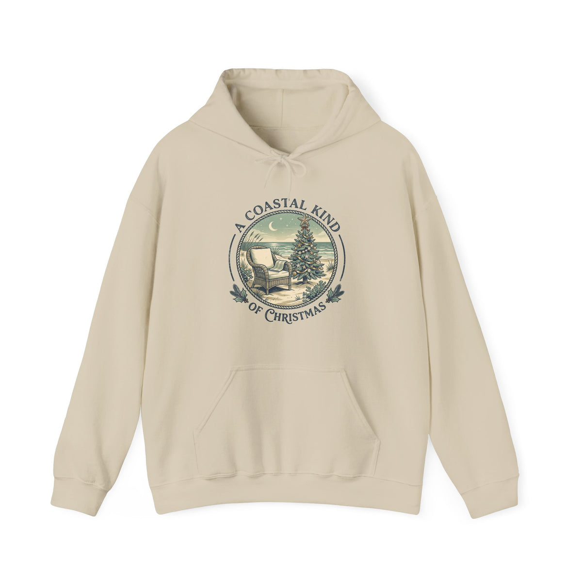 A Coastal Kind of Christmas Hoodie | Beach Chair Holiday Pullover Sweatshirt