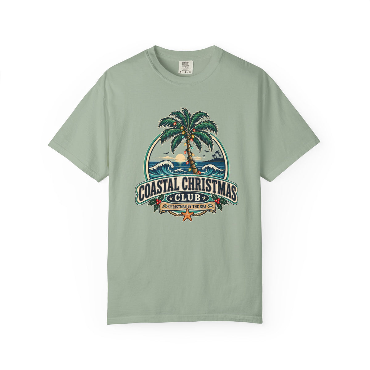 Coastal Christmas Club Palm Tree T-Shirt | Beach Holiday Graphic Tee