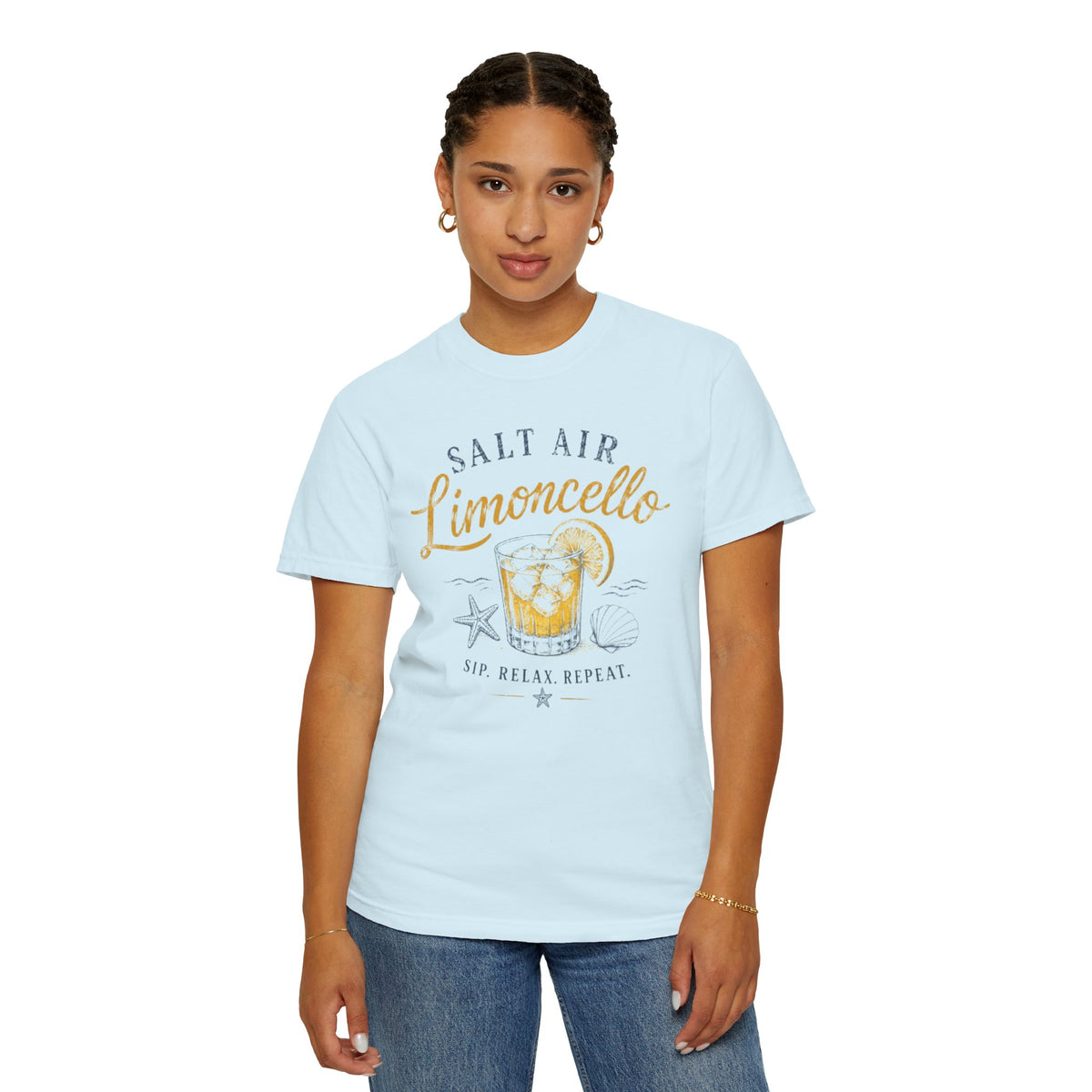 Salt Air Limoncello T-Shirt | Coastal Vacation Graphic Tee | Summer Cocktail Shirt | Italian Riviera Vibe Tee