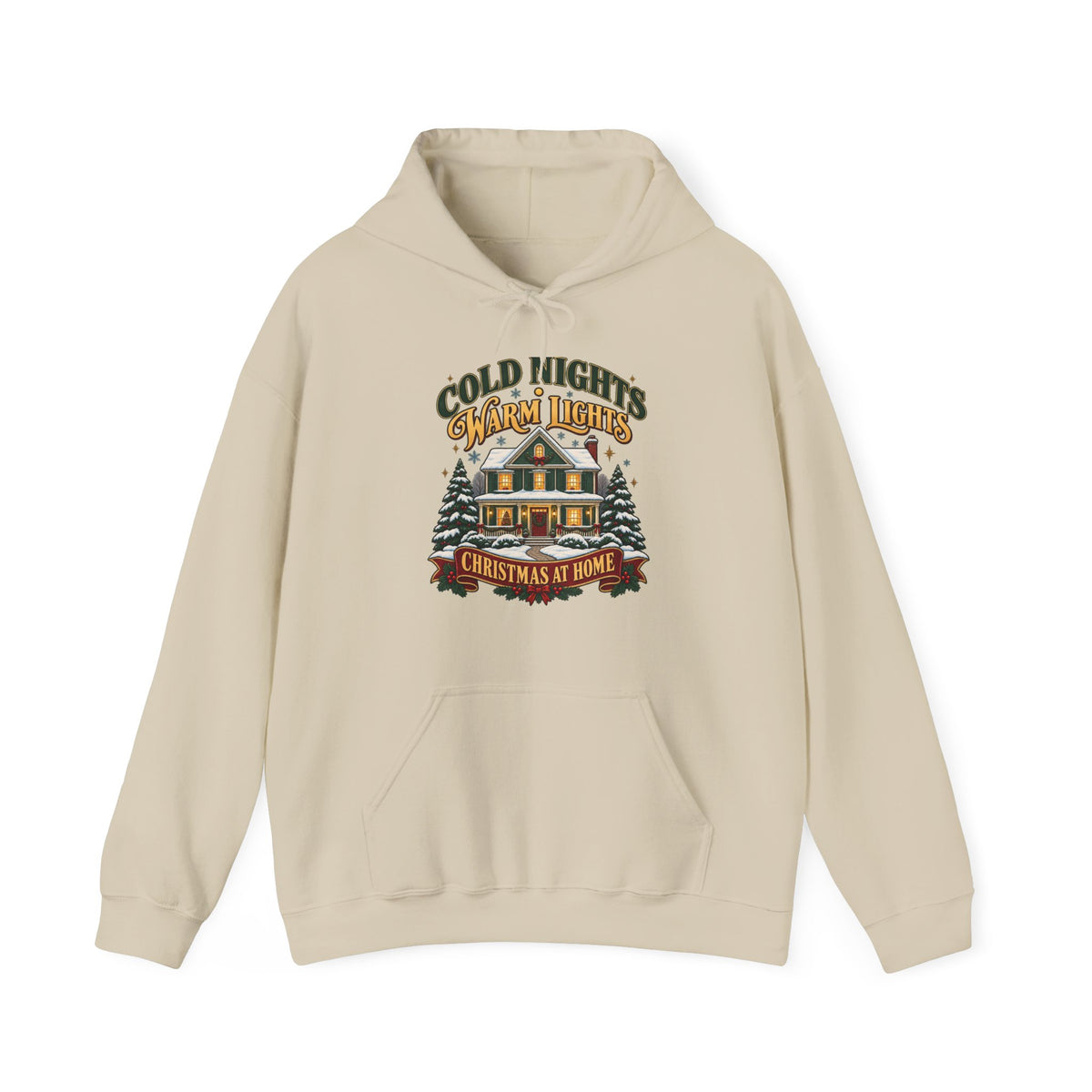 Cold Nights Warm Lights Christmas at Home Hoodie | Nostalgic Holiday Sweatshirt