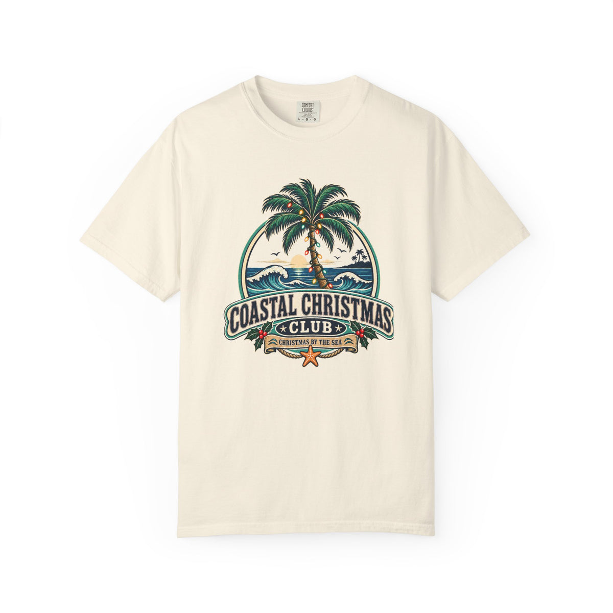 Coastal Christmas Club Palm Tree T-Shirt | Beach Holiday Graphic Tee