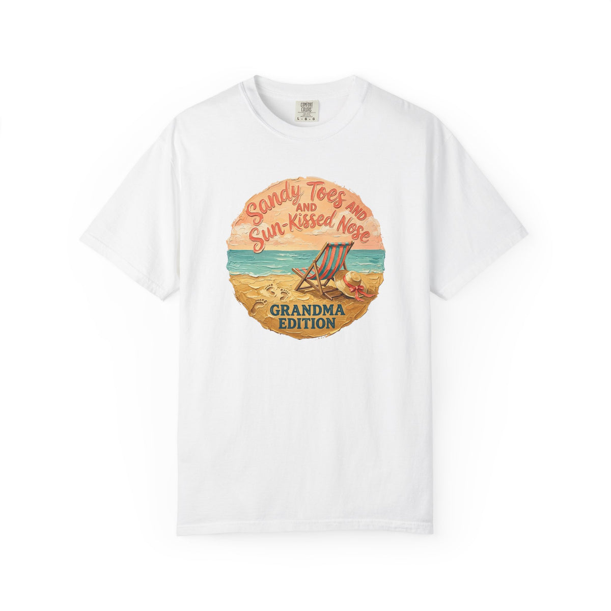 Grandma Edition Beach T-Shirt — "Sandy Toes and Sun-Kissed Nose" Vintage Coastal Tee