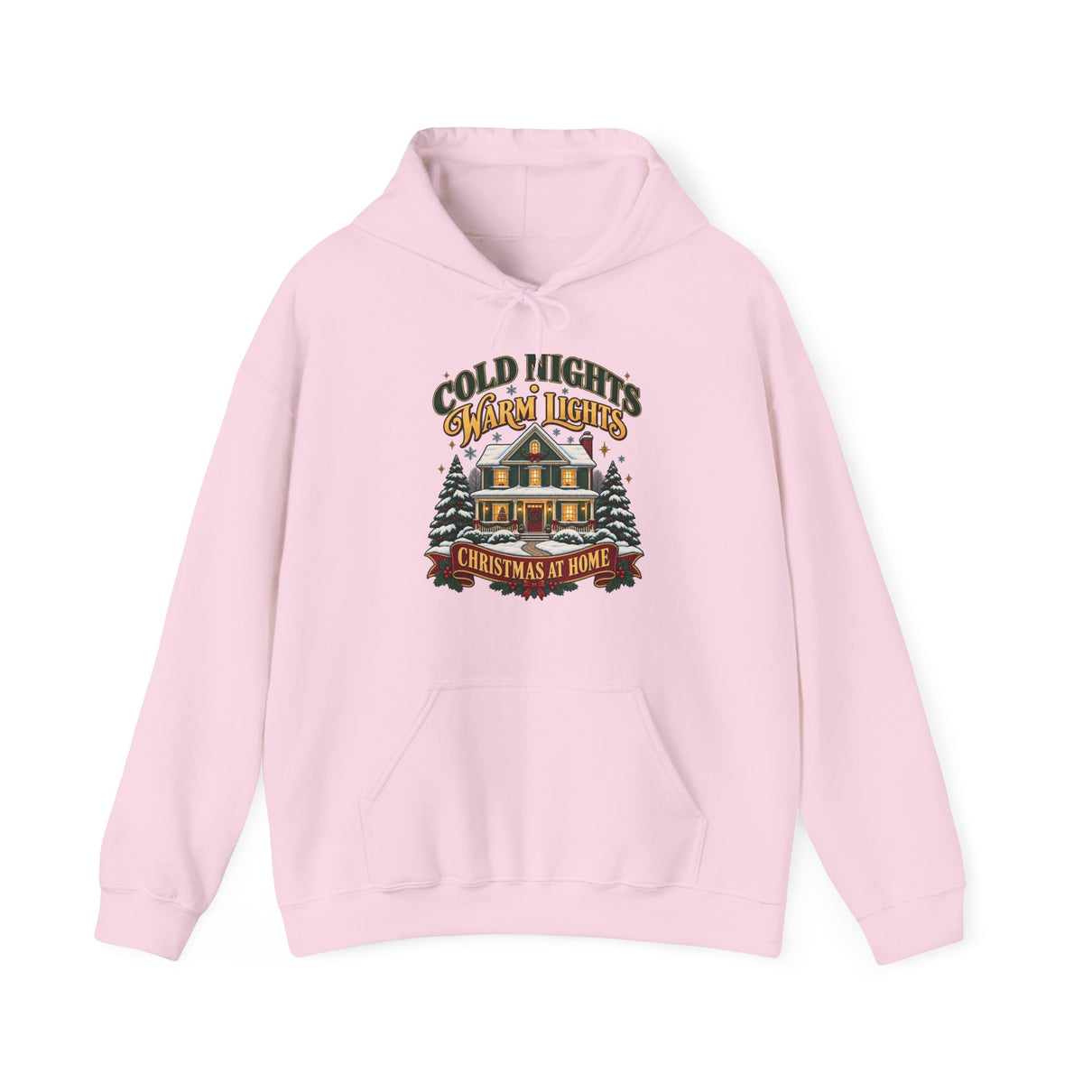 Cold Nights Warm Lights Christmas at Home Hoodie | Nostalgic Holiday Sweatshirt