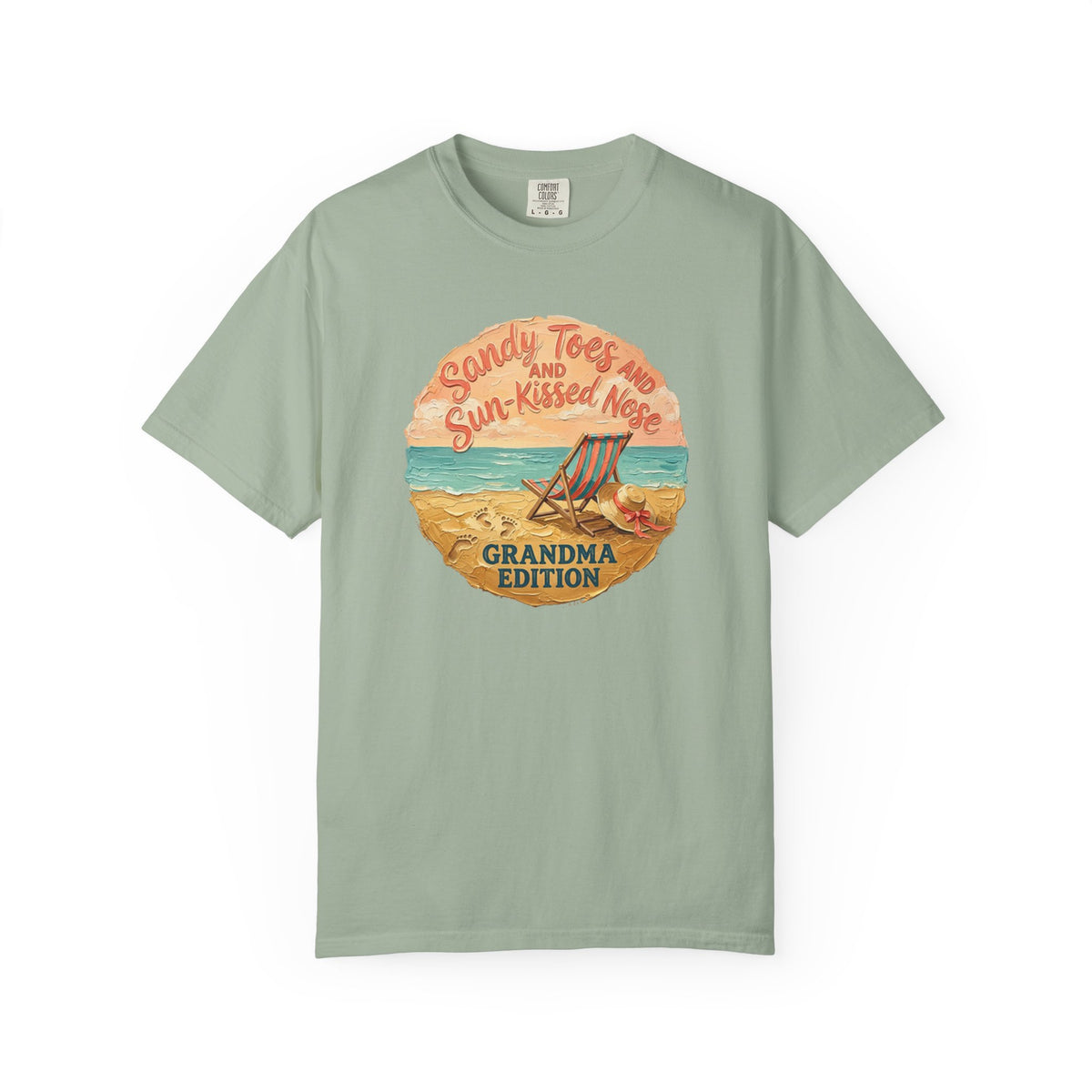 Grandma Edition Beach T-Shirt — "Sandy Toes and Sun-Kissed Nose" Vintage Coastal Tee