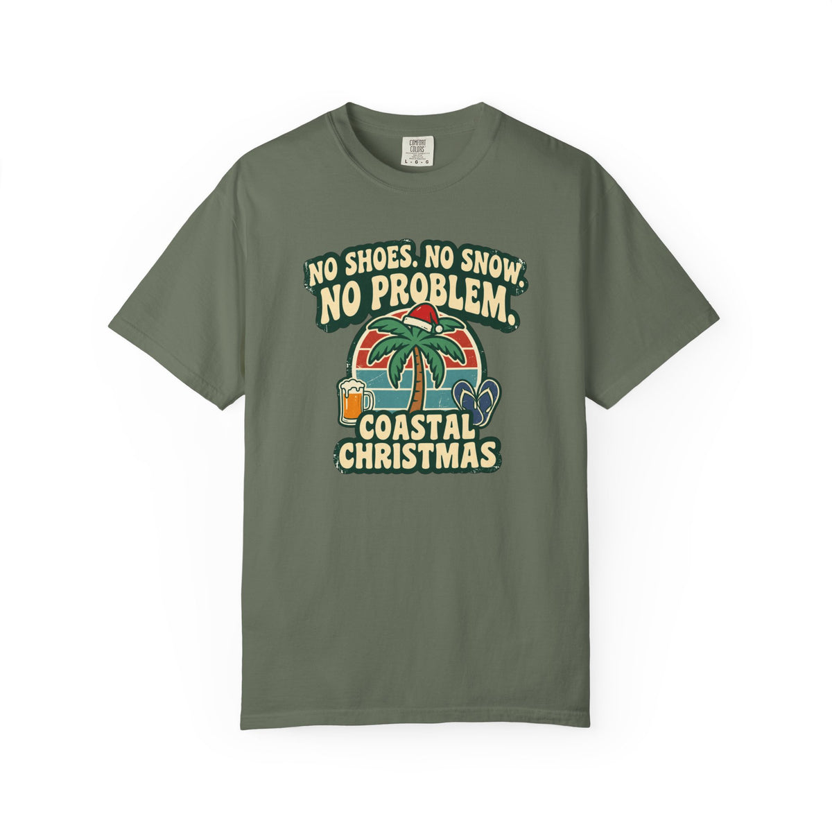 No Shoes No Snow No Problem Coastal Christmas T-Shirt | Funny Beach Holiday Tee