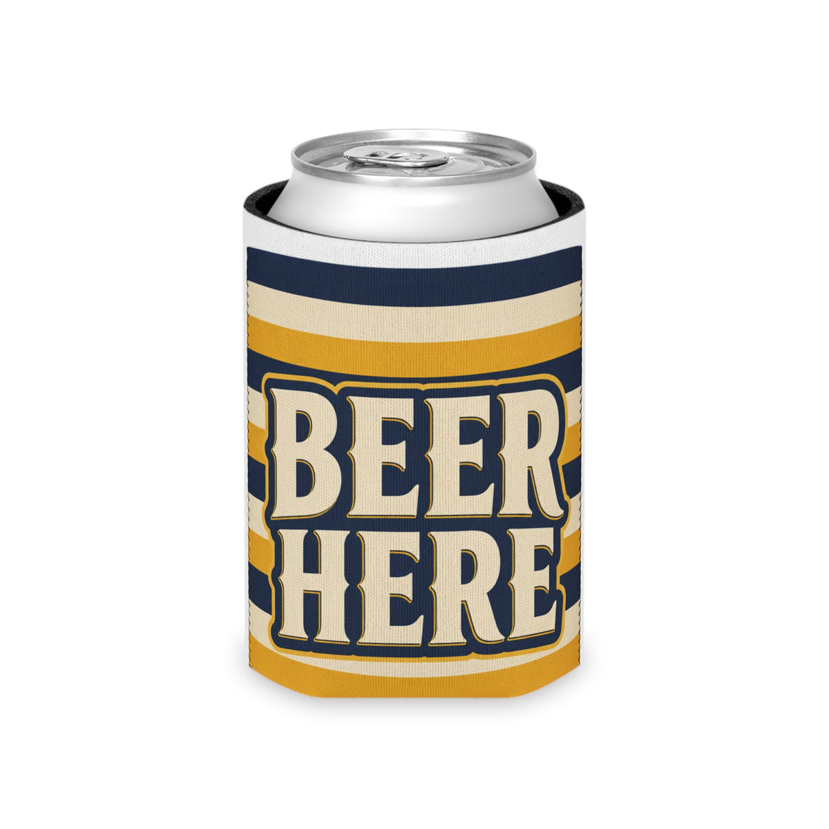 Beer Here Can Cooler | Funny Retro Beverage Can Hugger Sleeves
