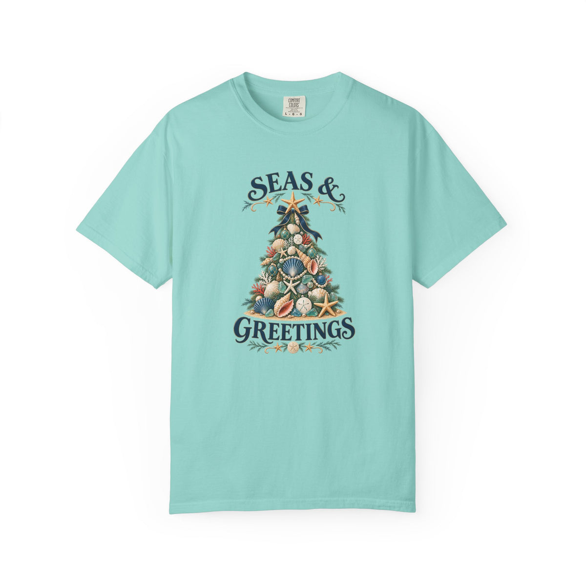 Seas & Greetings Seashell Christmas Tree T-Shirt | Coastal Holiday Beach Tee