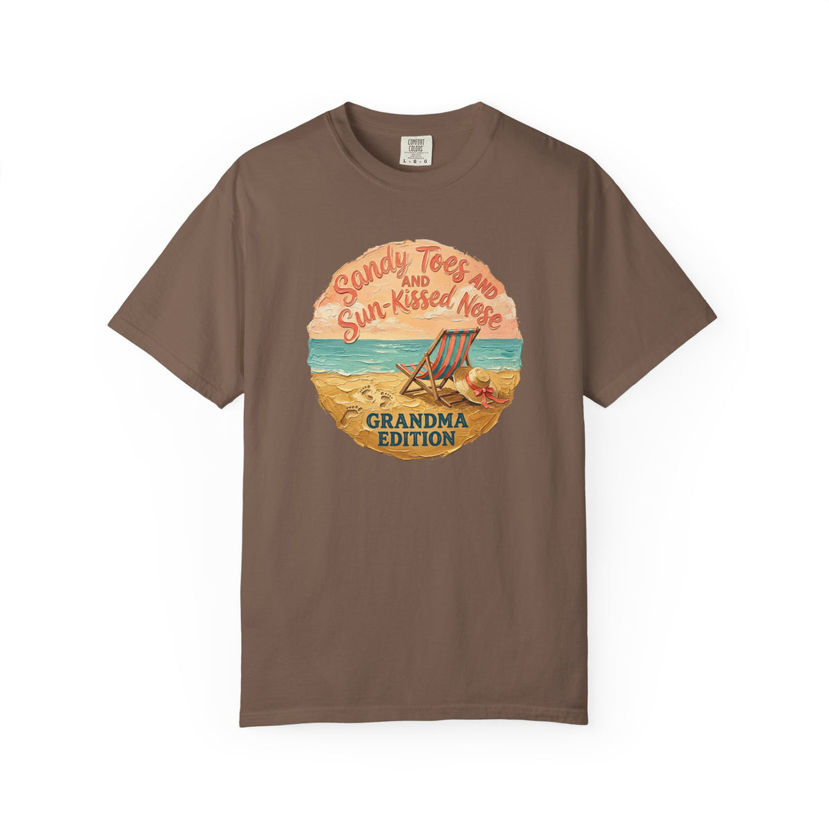 Grandma Edition Beach T-Shirt — "Sandy Toes and Sun-Kissed Nose" Vintage Coastal Tee