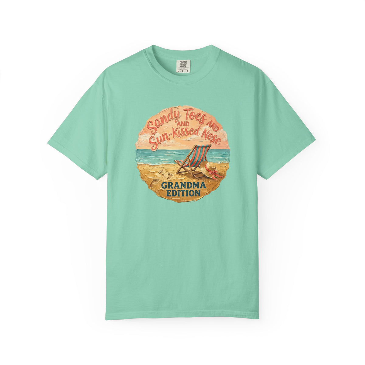 Grandma Edition Beach T-Shirt — "Sandy Toes and Sun-Kissed Nose" Vintage Coastal Tee