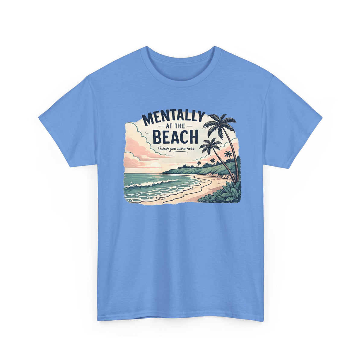 Mentally At The Beach T-Shirt | Retro Tropical Ocean Sunset Tee