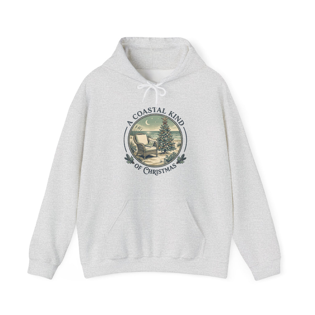 A Coastal Kind of Christmas Hoodie | Beach Chair Holiday Pullover Sweatshirt