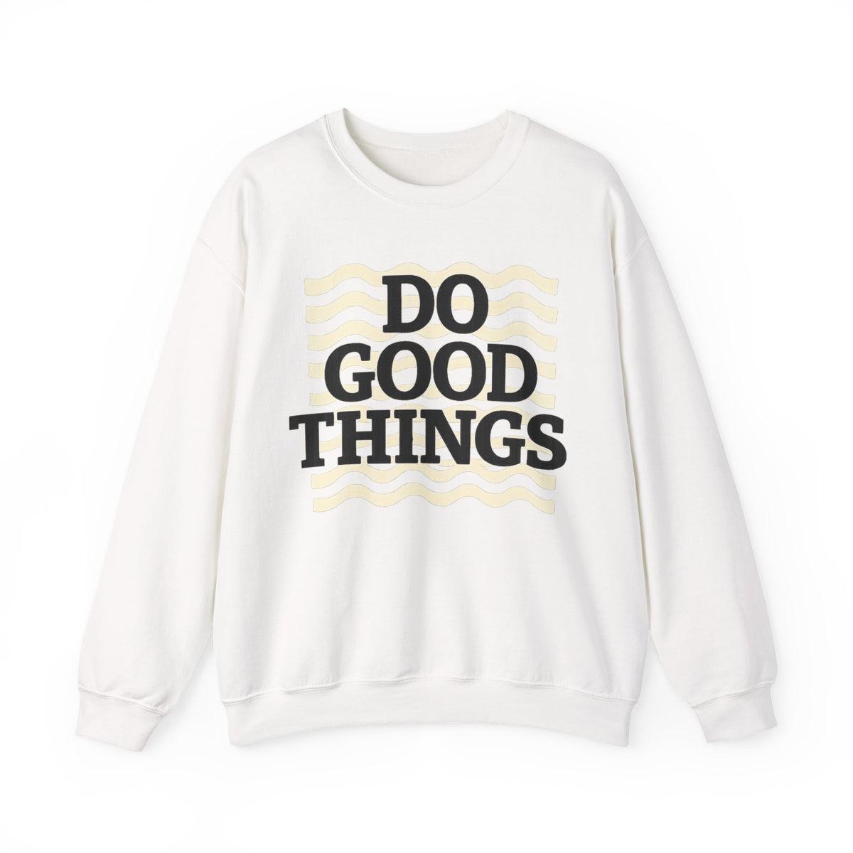 Do Good Things Sweatshirt | Olive Green Retro Wavy Graphic Pullover