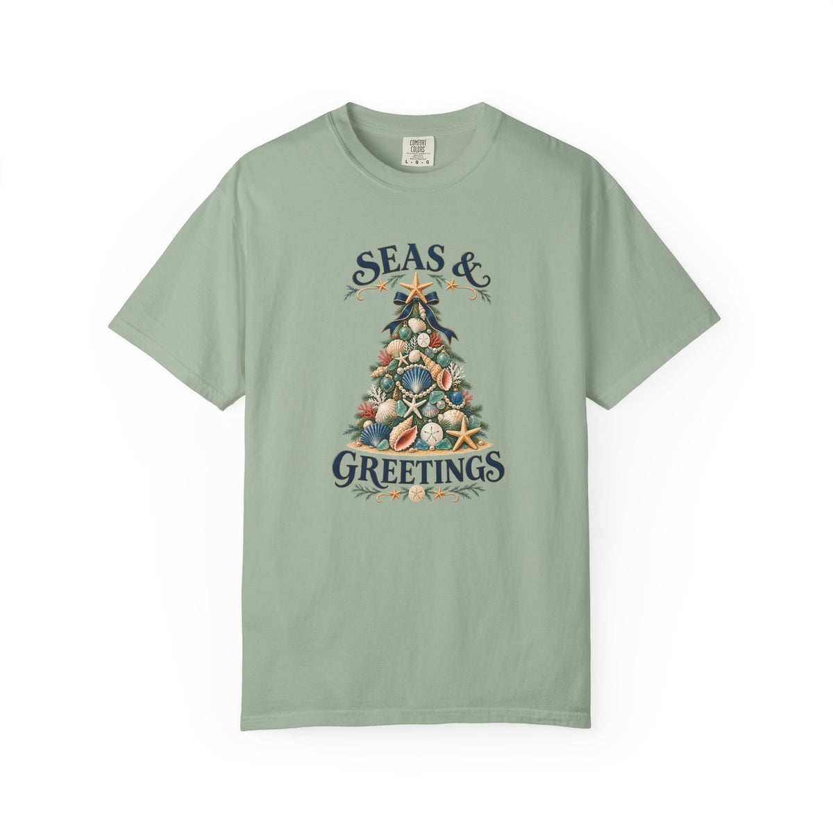 Seas & Greetings Seashell Christmas Tree T-Shirt | Coastal Holiday Beach Tee