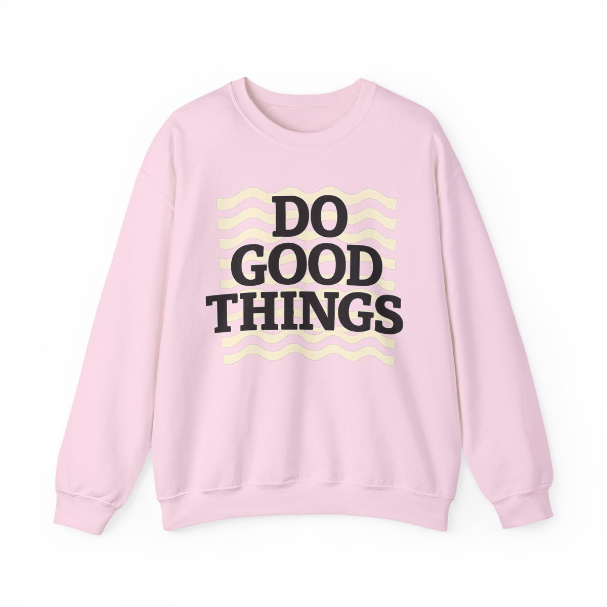 Do Good Things Sweatshirt | Olive Green Retro Wavy Graphic Pullover