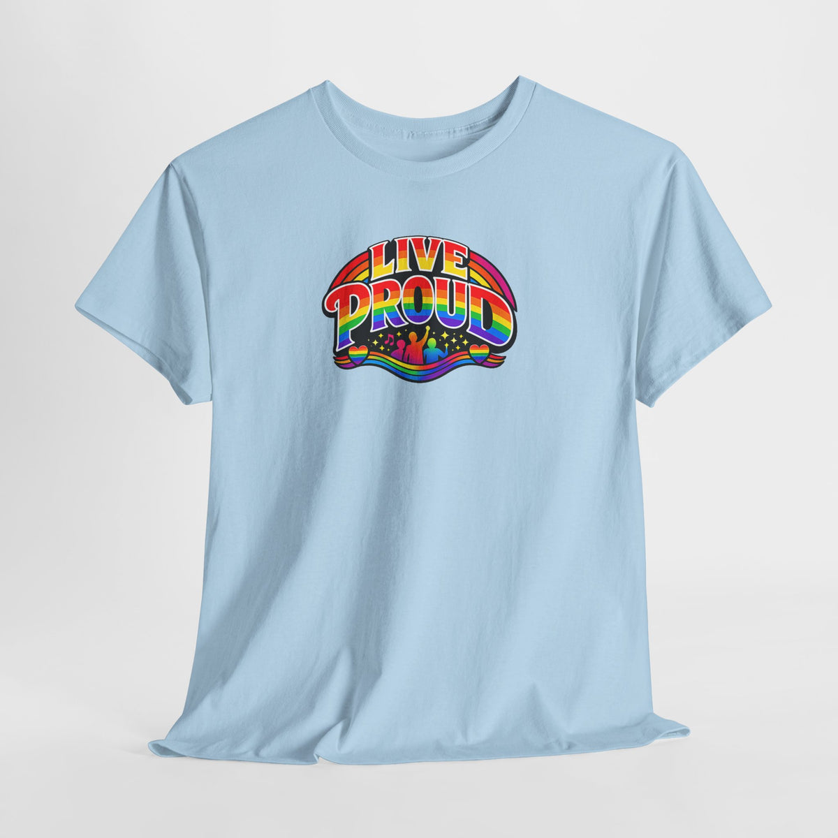 Live Proud Rainbow Graphic T-Shirt | Black Pride Parade Tee