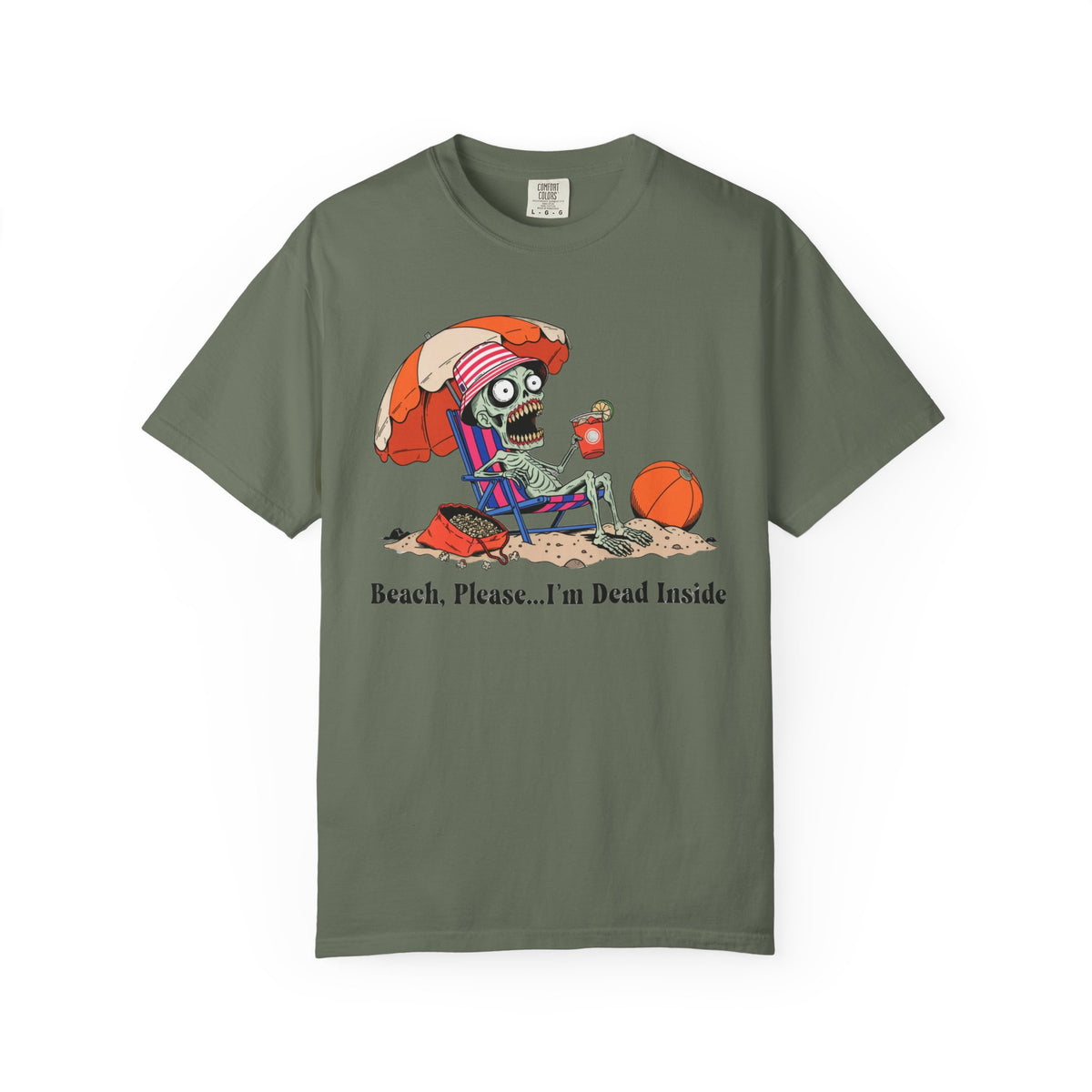Beach Please I'm Dead Inside Shirt | Zombie Skeleton Beach Halloween T-Shirt