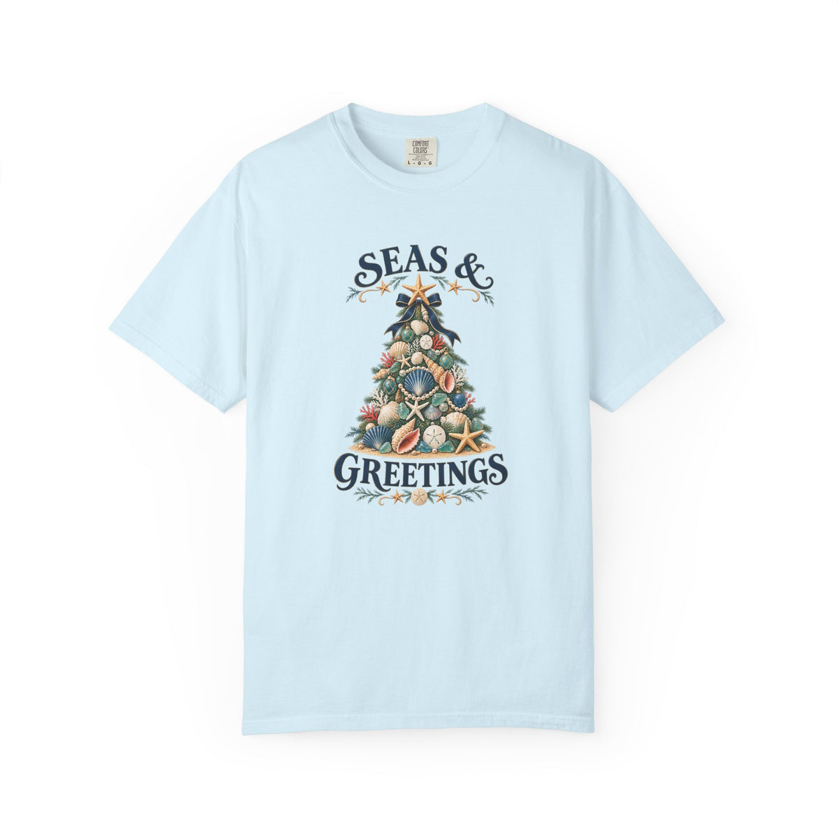 Seas & Greetings Seashell Christmas Tree T-Shirt | Coastal Holiday Beach Tee