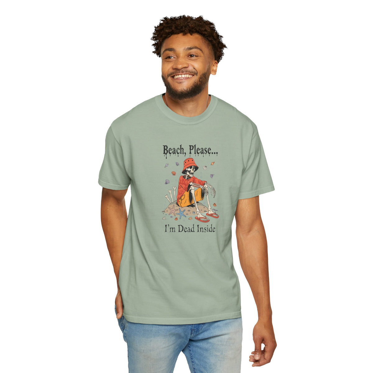 Beach Please I'm Dead Inside Shirt | Funny Skeleton Beach Halloween T-Shirt