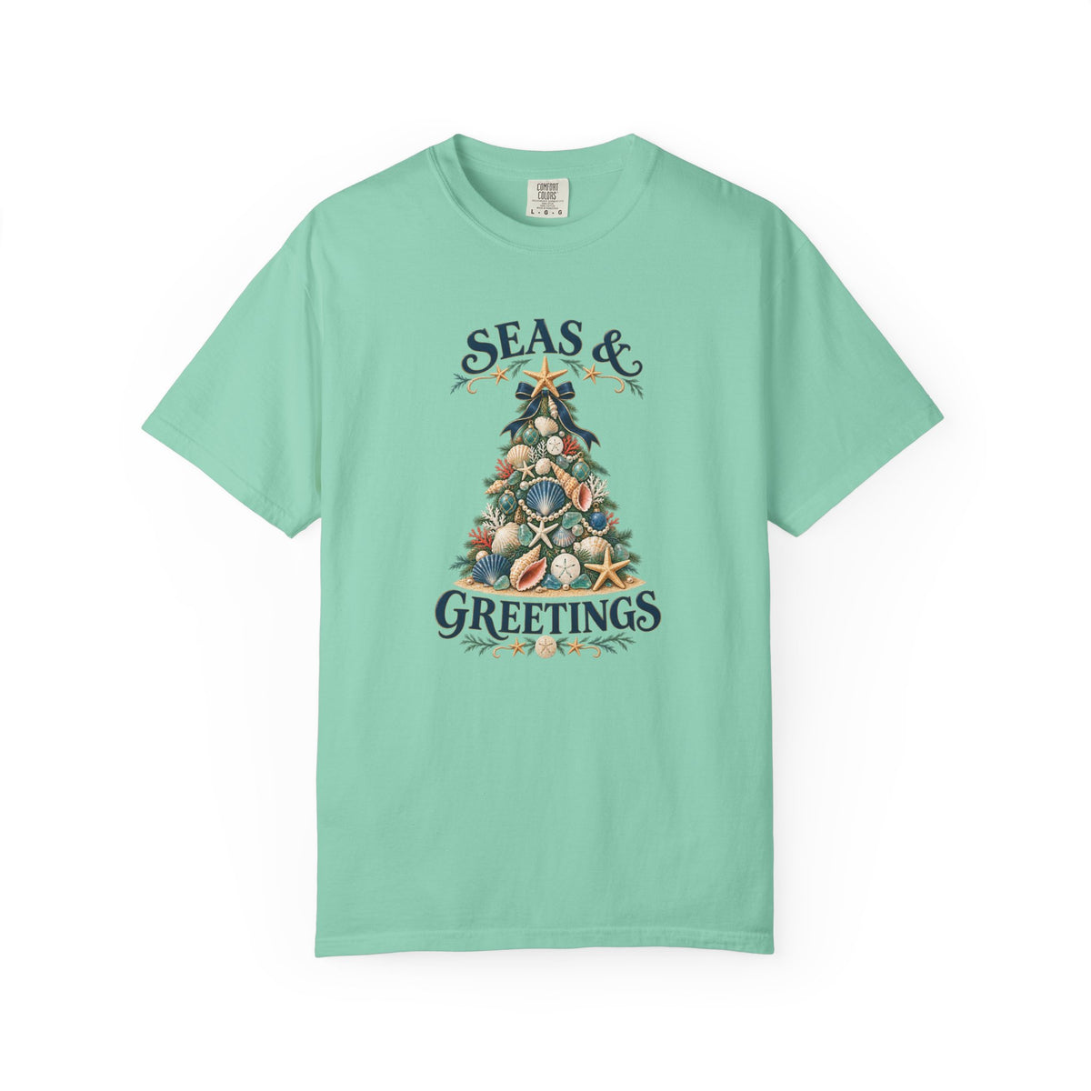 Seas & Greetings Seashell Christmas Tree T-Shirt | Coastal Holiday Beach Tee
