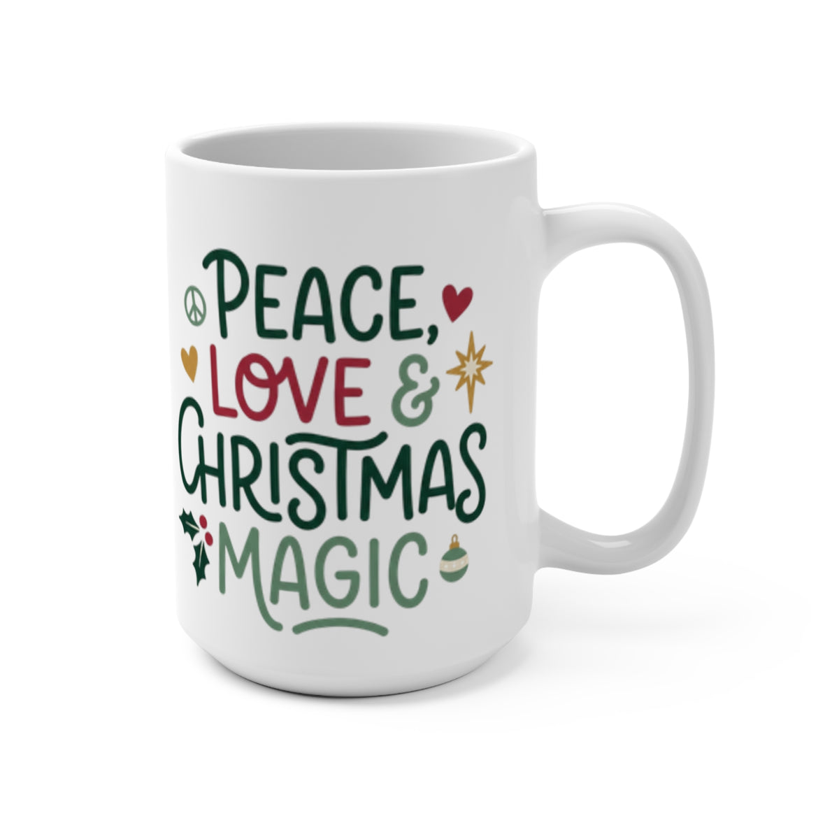 Peace Love & Christmas Magic Mug | Festive Holiday Coffee Cup
