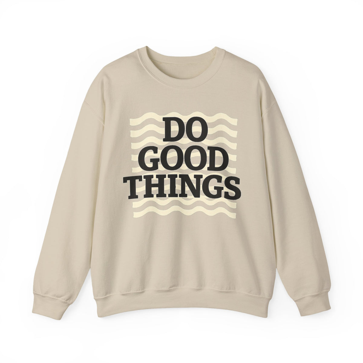 Do Good Things Sweatshirt | Olive Green Retro Wavy Graphic Pullover