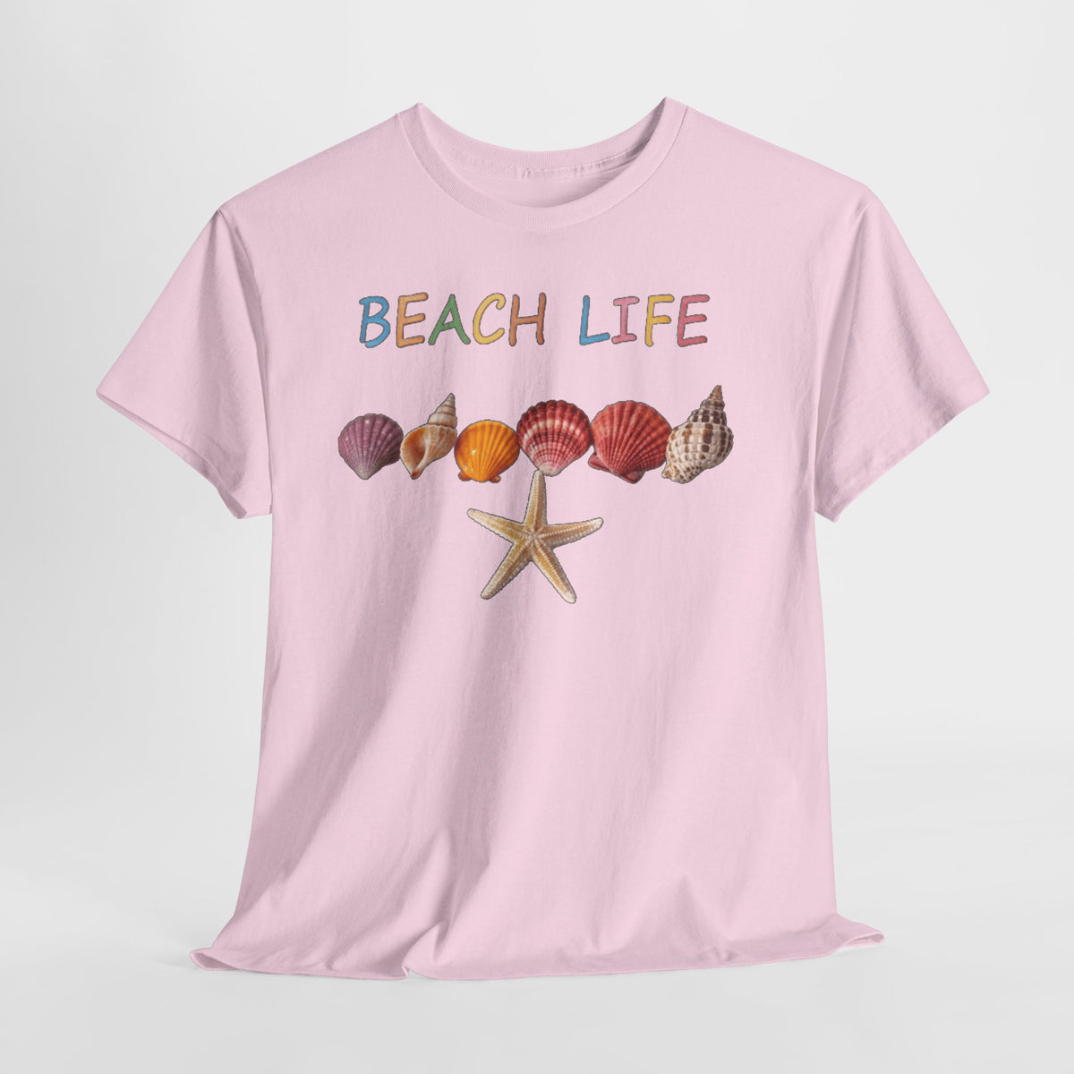 Beach Life Colorful Seashell Graphic T-Shirt | Tropical Ocean Vacation Tee