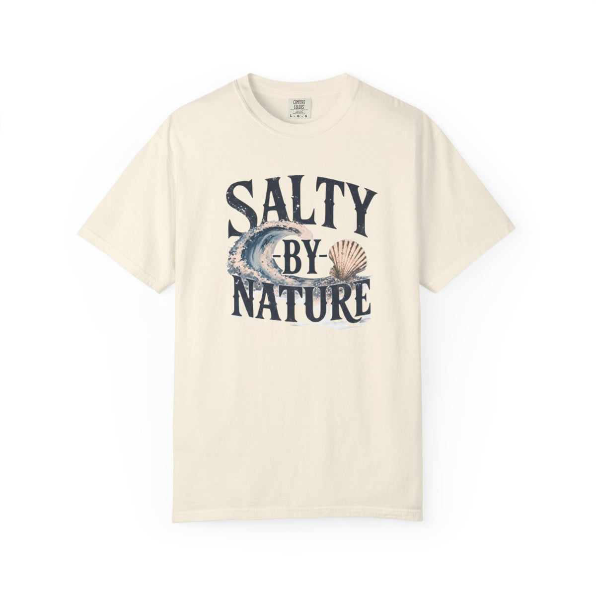 Salty By Nature T-Shirt | Vintage Ocean Wave & Seashell Beach Tee