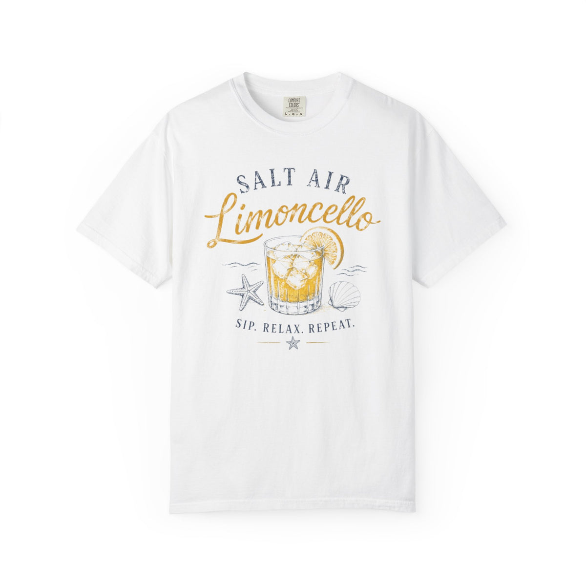 Salt Air Limoncello T-Shirt | Coastal Vacation Graphic Tee | Summer Cocktail Shirt | Italian Riviera Vibe Tee