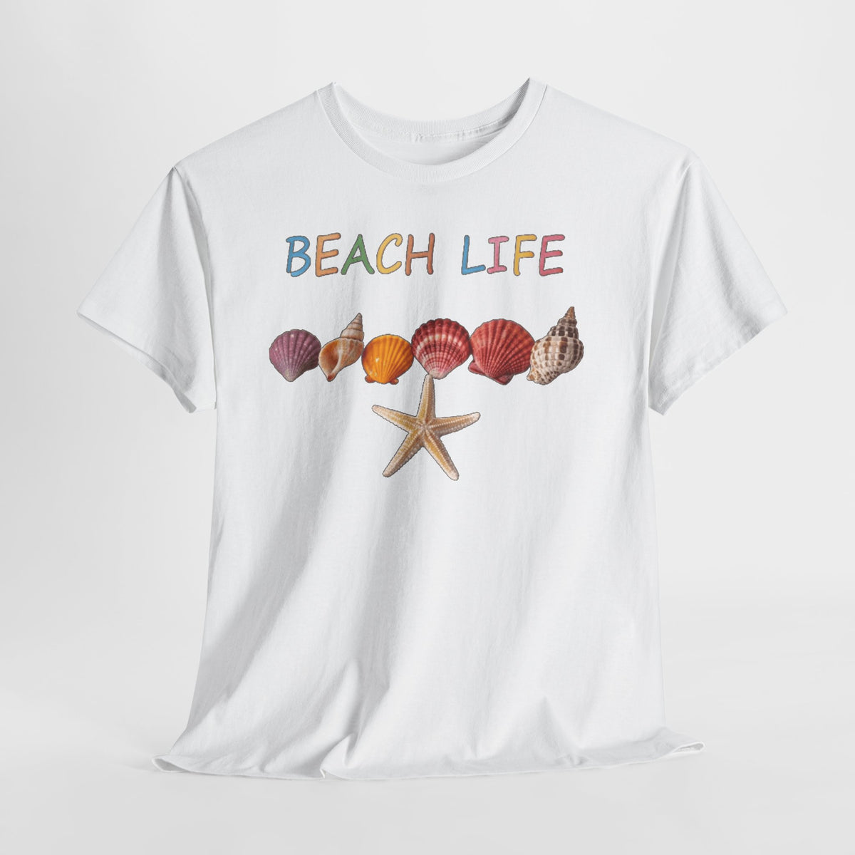 Beach Life Colorful Seashell Graphic T-Shirt | Tropical Ocean Vacation Tee