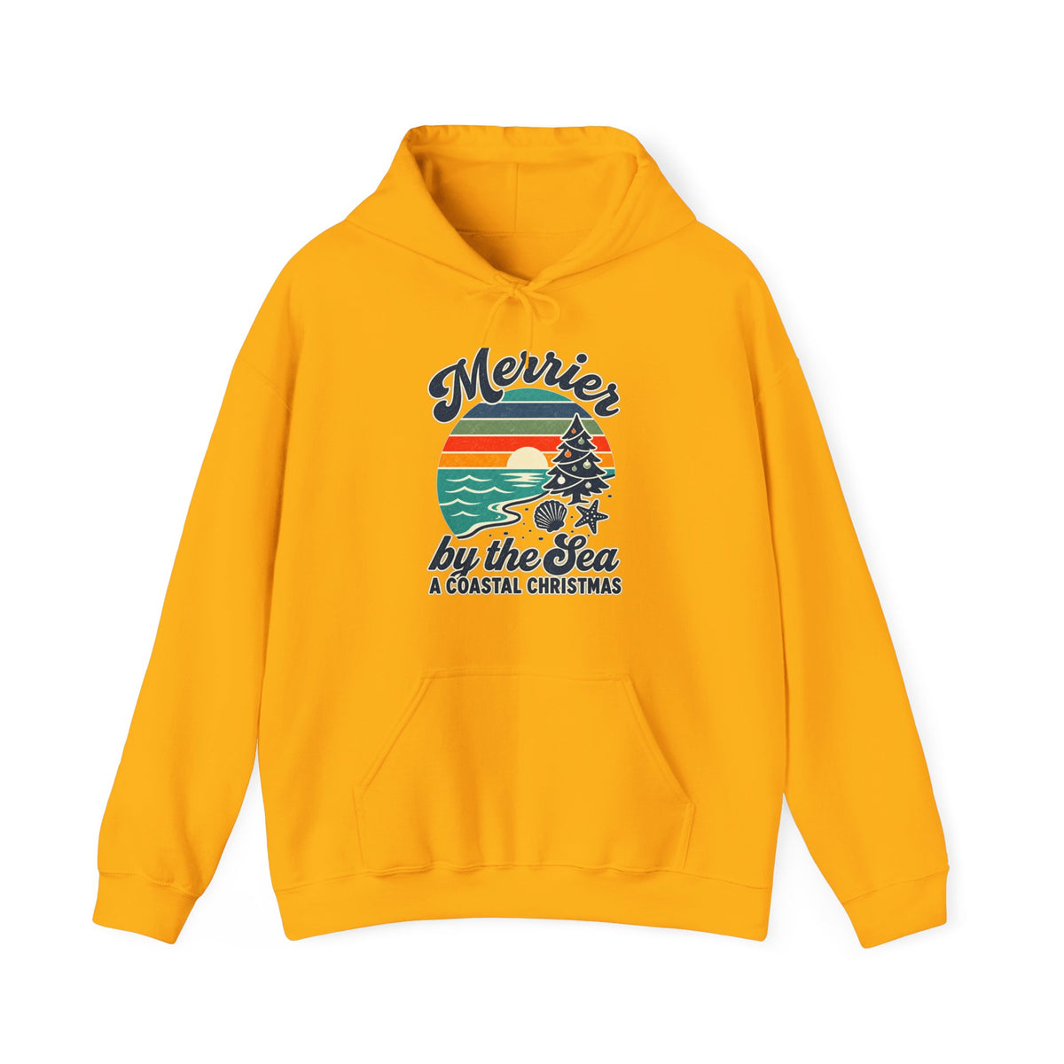 Merrier by the Sea Coastal Christmas Hoodie | Vintage Beach Holiday Sweatshirt