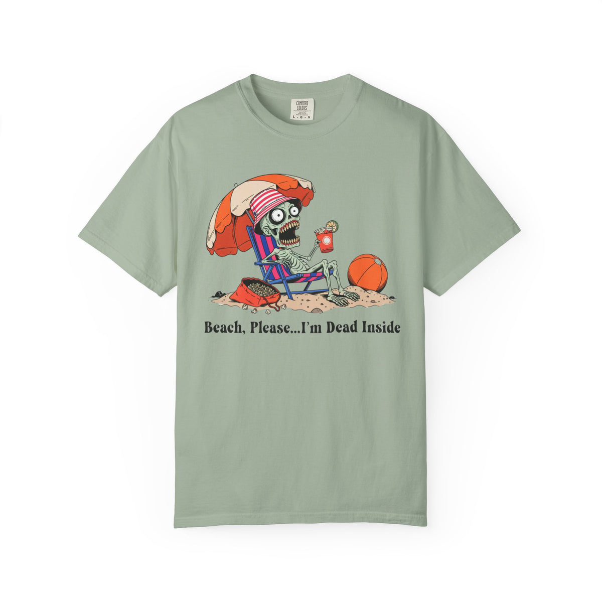 Beach Please I'm Dead Inside Shirt | Zombie Skeleton Beach Halloween T-Shirt