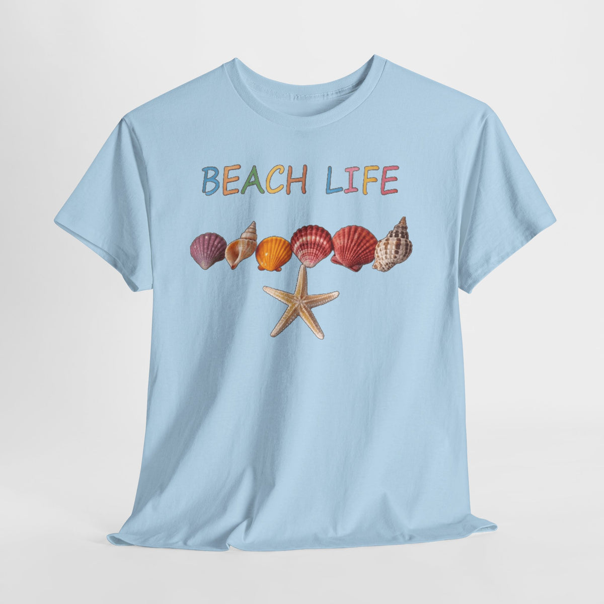 Beach Life Colorful Seashell Graphic T-Shirt | Tropical Ocean Vacation Tee