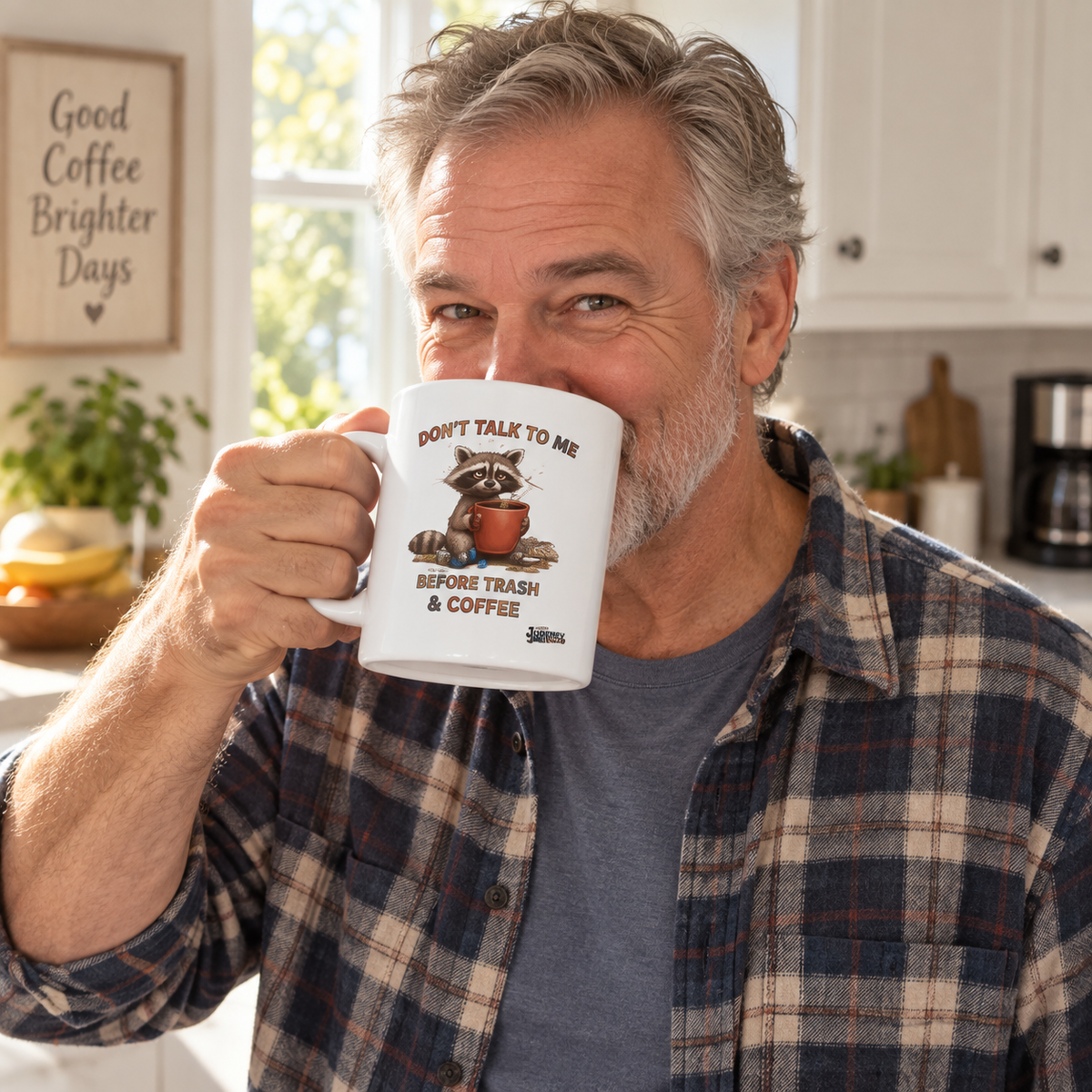 Rocco Raccoon “Don’t Talk to Me Before Trash & Coffee” 20 oz Jumbo Mug | Funny Coffee Mug | Journey with Rocco Series