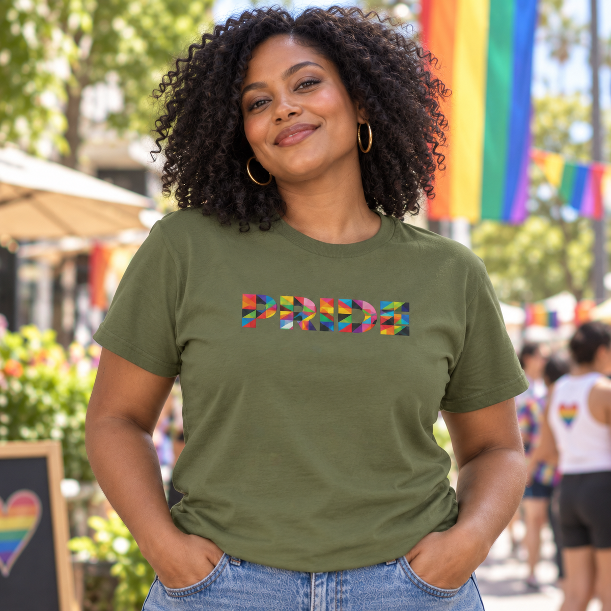 Geometric Pride Rainbow T-Shirt | Geometric Mosaic Pride Graphic Tee | LGBTQ Allies Shirt | Subtle Pride Apparel
