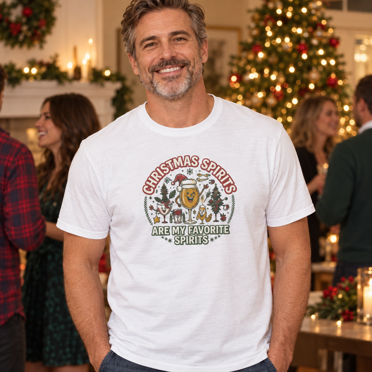 Christmas Spirits Are My Favorite Spirits T-Shirt | Funny Holiday Cocktail Shirt