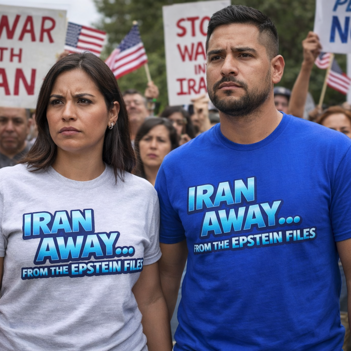 Iran Away From The Epstein Files T-Shirt | Military Green Political Satire Tee