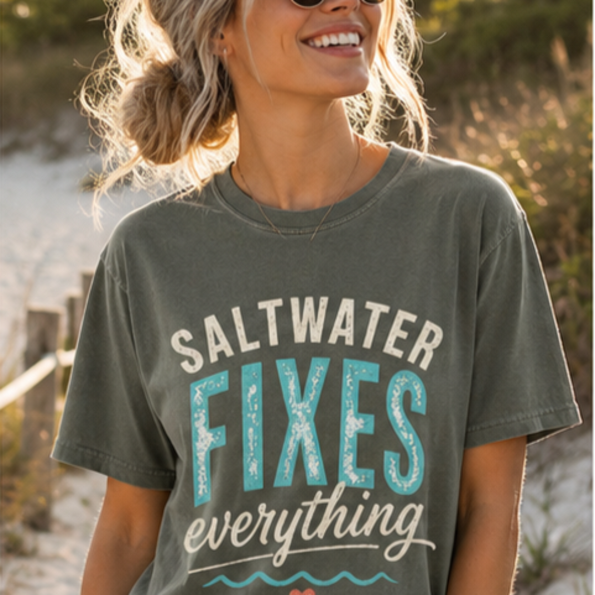 Saltwater Fixes Everything T-Shirt | Purple Ocean Beach Vibe Tee