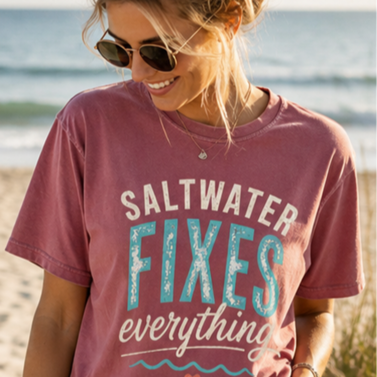 Saltwater Fixes Everything T-Shirt | Purple Ocean Beach Vibe Tee