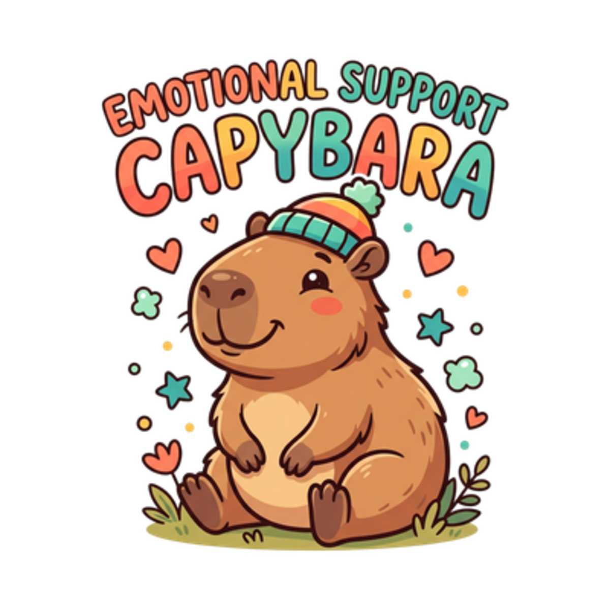 Emotional Support Capybara T-Shirt | Cute Retro Animal Graphic Tee