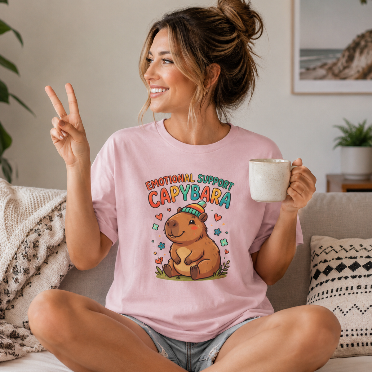Emotional Support Capybara T-Shirt | Cute Retro Animal Graphic Tee