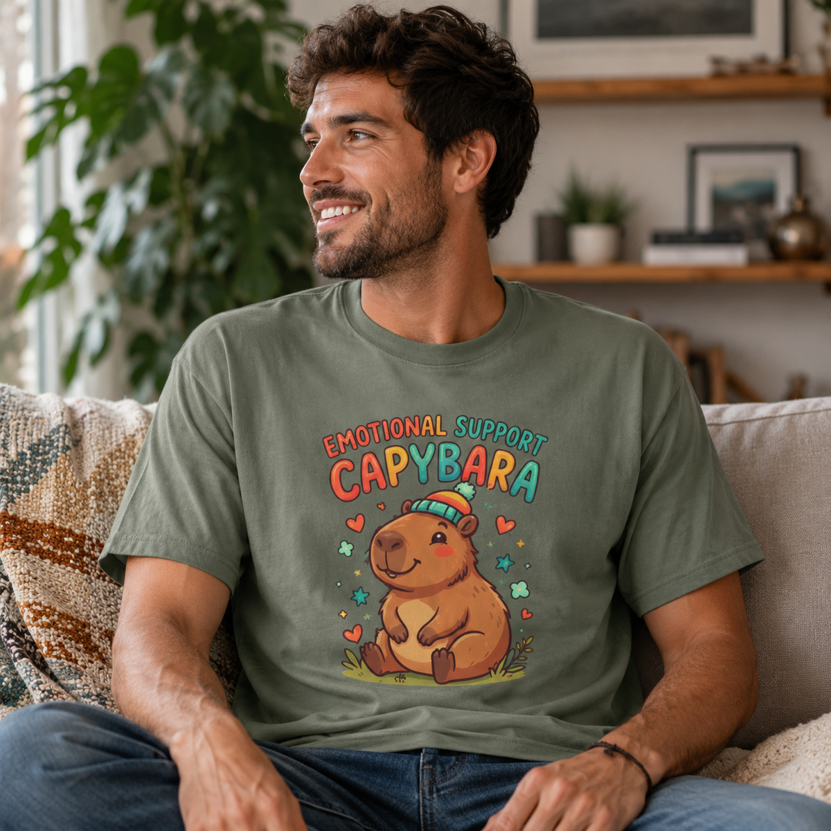 Emotional Support Capybara T-Shirt | Cute Retro Animal Graphic Tee