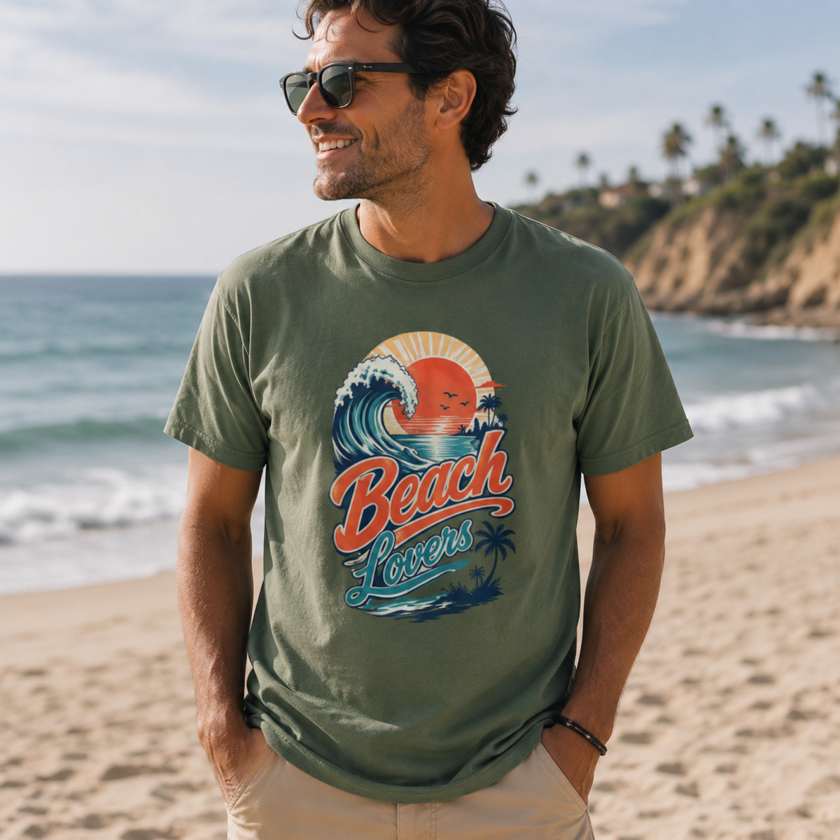 Beach Lovers Retro Sunset Wave T-Shirt | Vintage Ocean Surf Graphic Tee