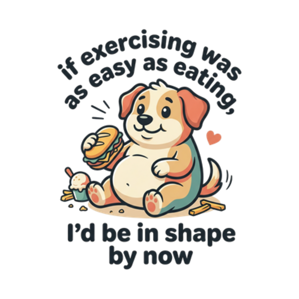 If Exercising Was As Easy As Eating Puppy T-Shirt | Funny Pink Graphic Tee