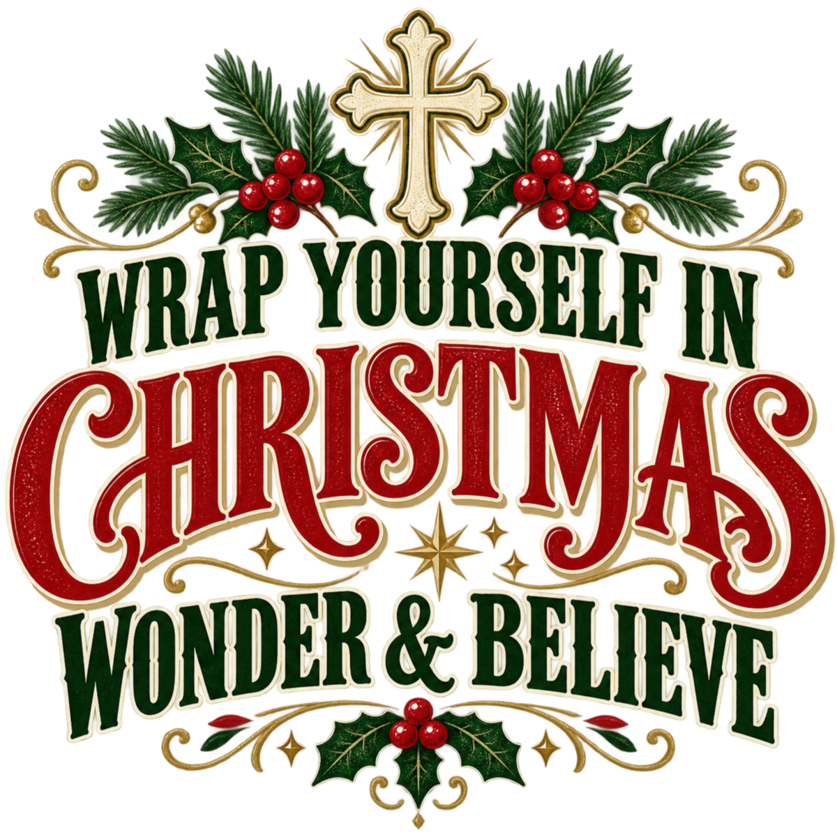 Wrap Yourself in Christmas Wonder & Believe Mug | Christian Holiday Coffee Cup