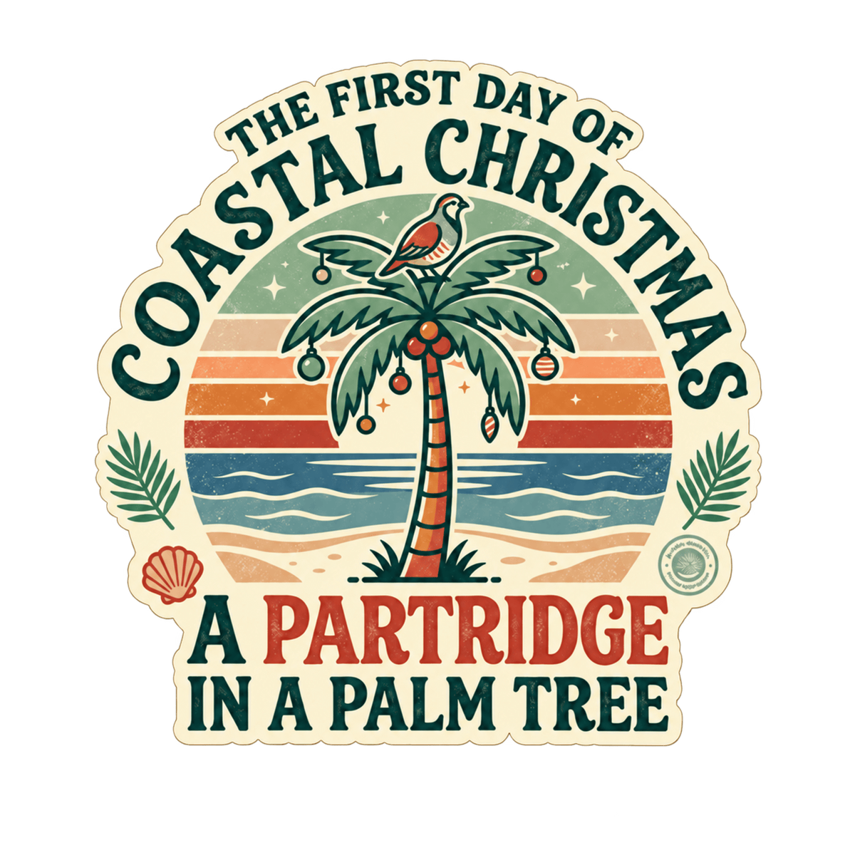 Partridge in a Palm Tree Coastal Christmas T-Shirt | Tropical Holiday Graphic Tee