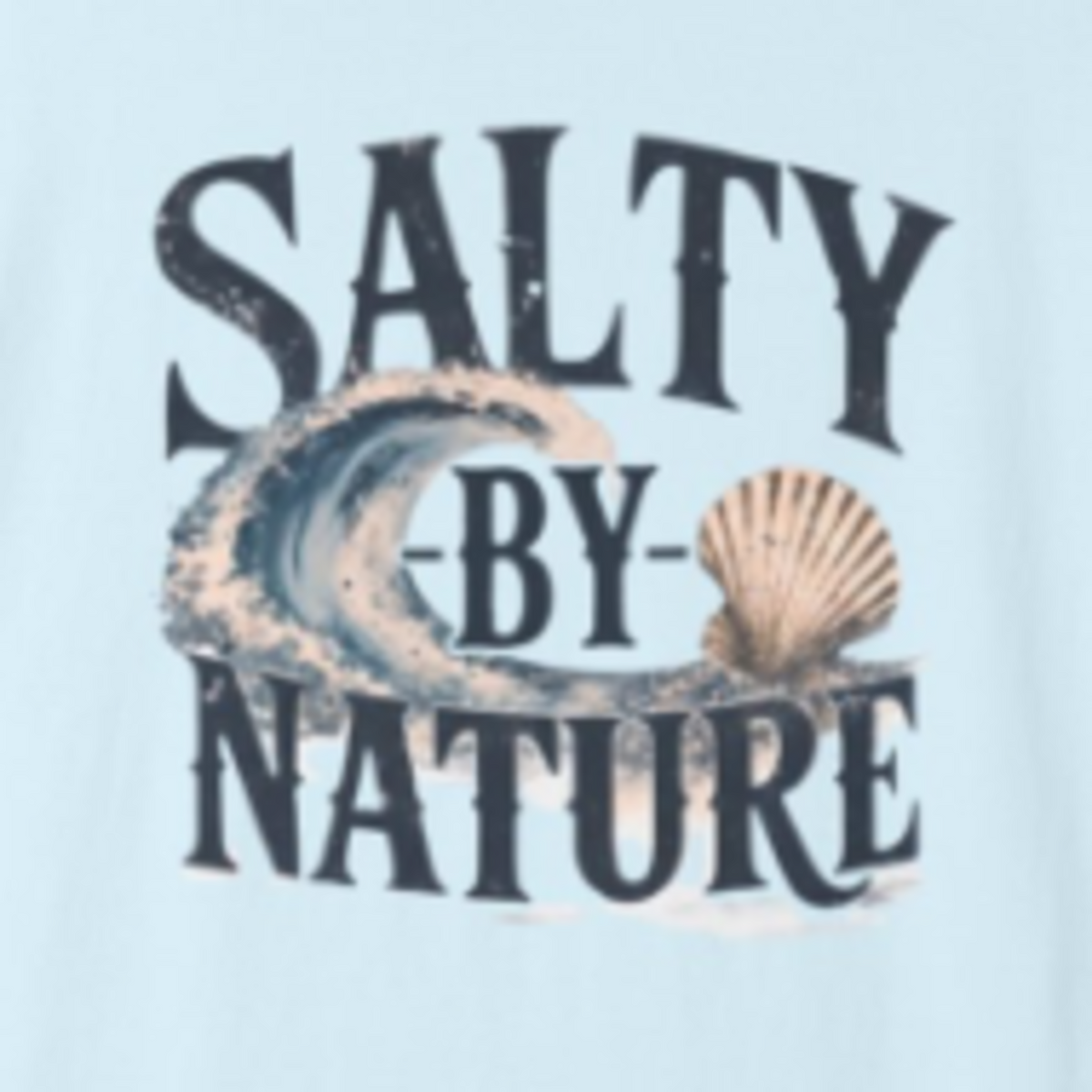 Salty By Nature T-Shirt | Vintage Ocean Wave & Seashell Beach Tee