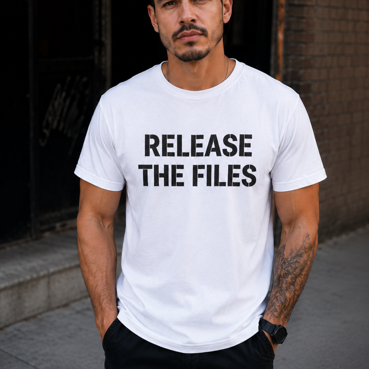 Release The Files T-Shirt | Minimalist Stencil Typography Graphic Tee