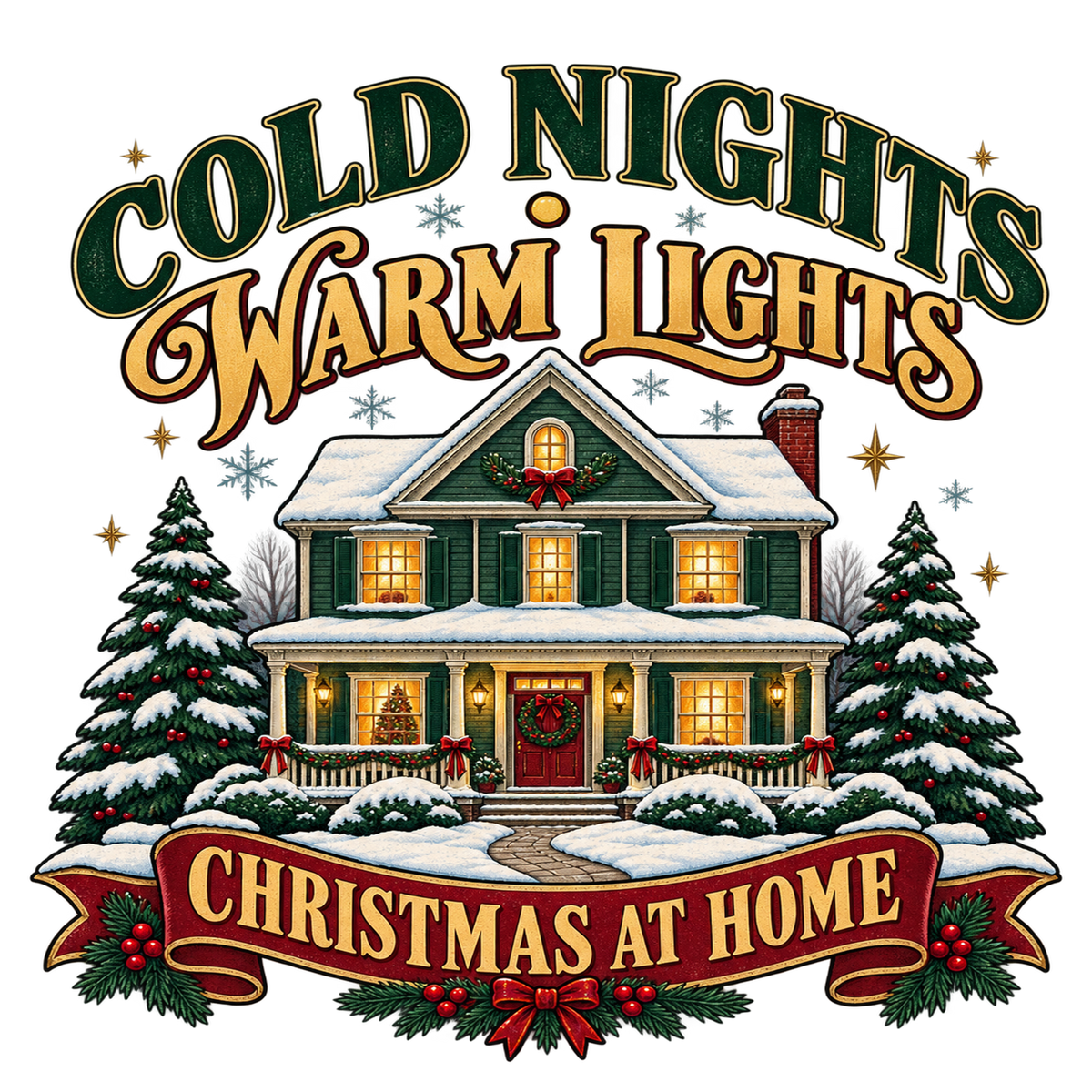 Cold Nights Warm Lights Christmas at Home Hoodie | Nostalgic Holiday Sweatshirt